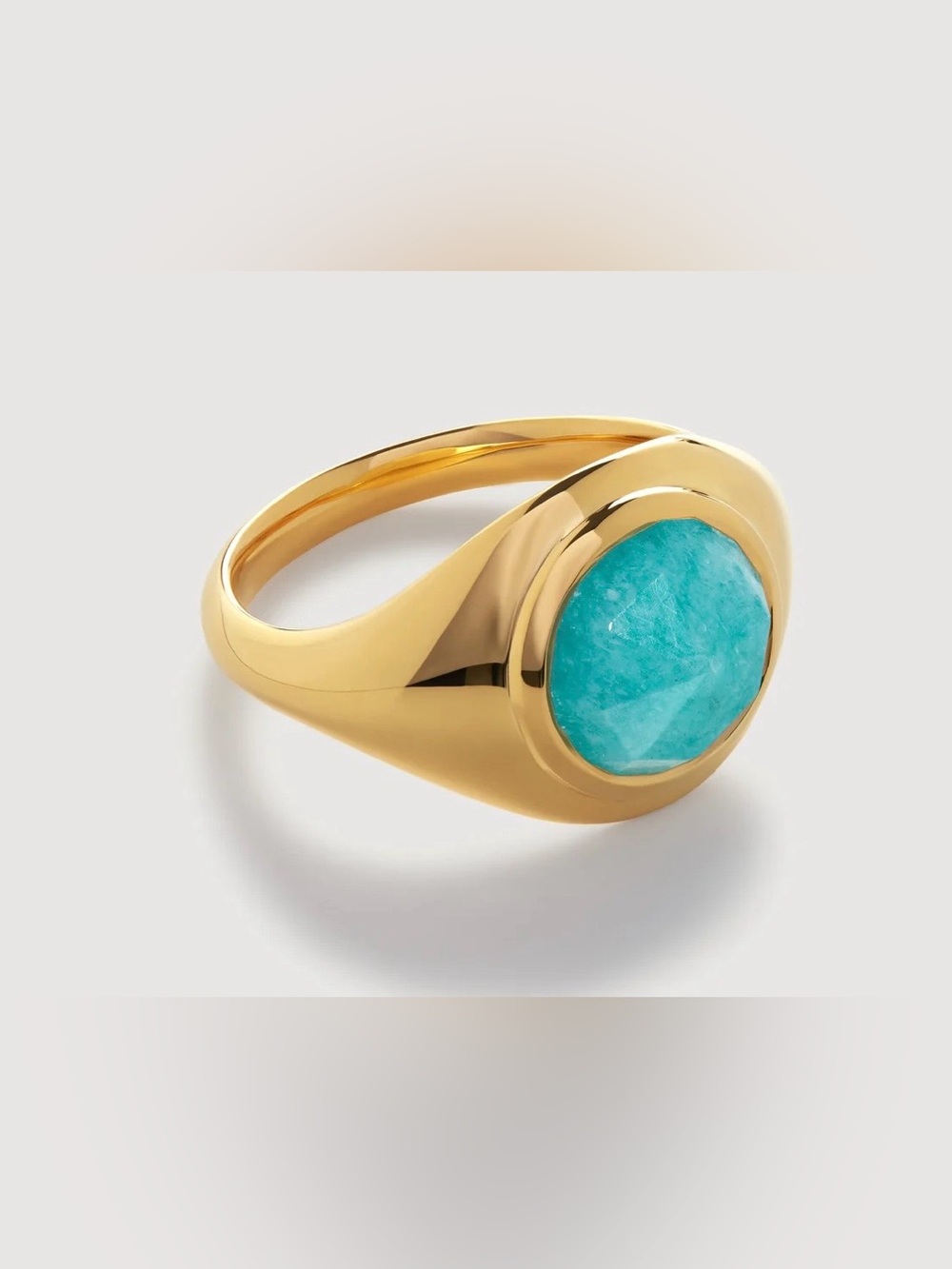 Monica Vinader Amazonite Eclipse Gemstone Signet Ring Size 6.75 - Picture 2 of 5